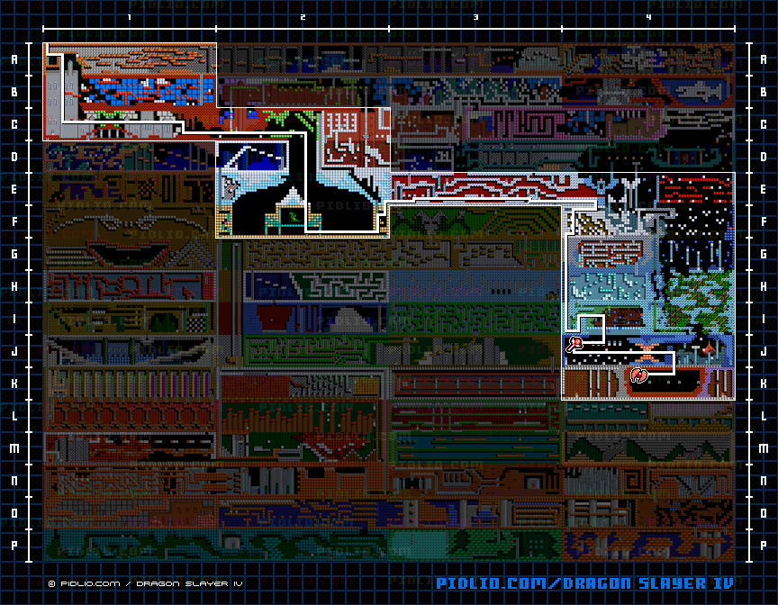 目的地までの簡易マップ画像 ／ ドラゴンスレイヤー4 攻略 ─ pidlio.com